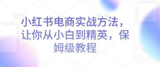小红书电商实战方法，让你从小白到精英，保姆级教程-企飞资源网