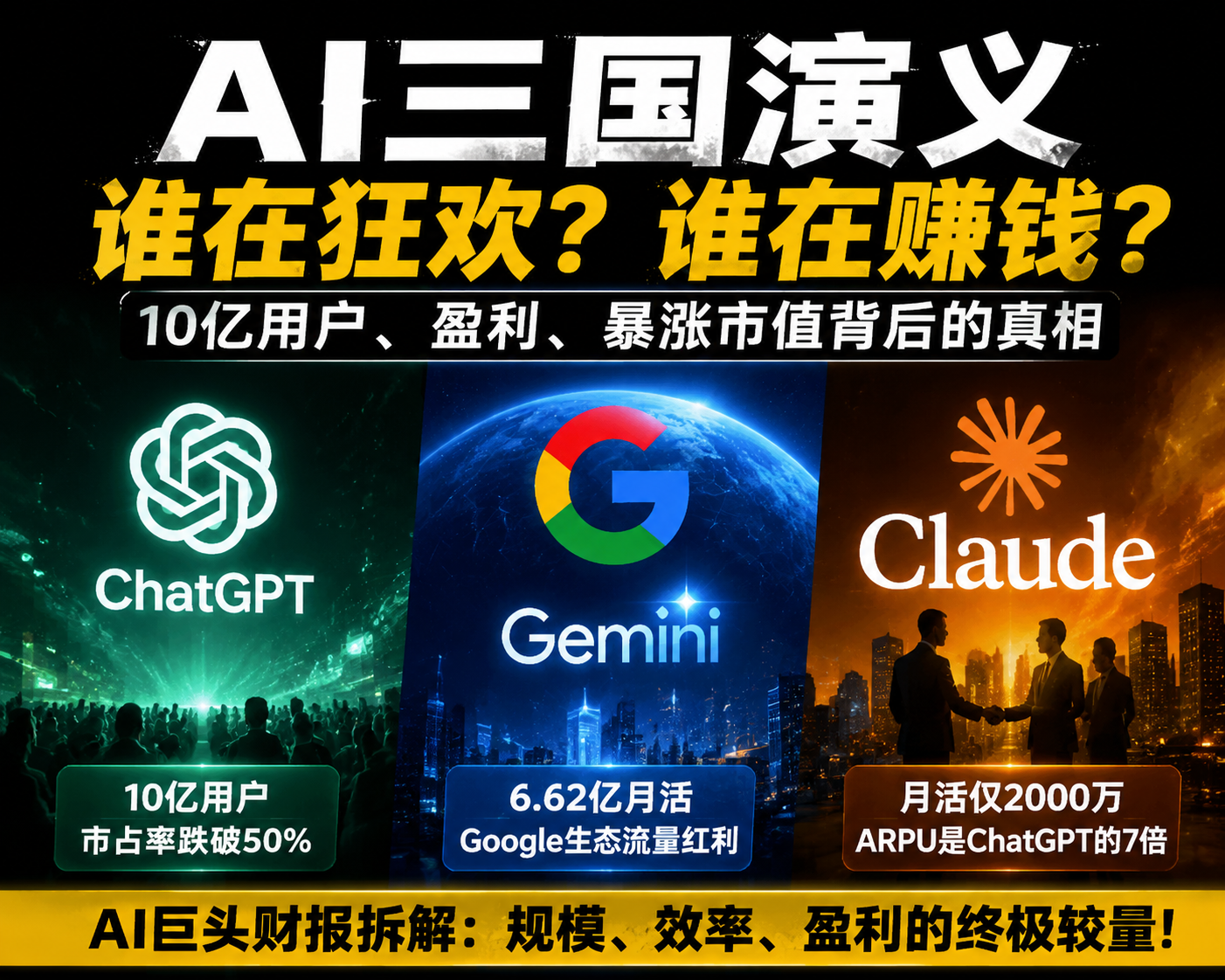 AI三国杀真相：用户10亿、盈利、暴涨市值背后，其实不是一回事-与其焦虑，不如其说。欢迎来到 AI 时代的超级个体实验场。月其说